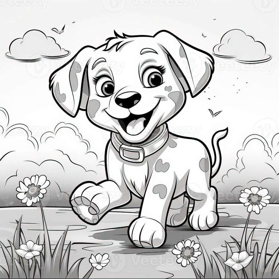 Cute Dog Puppy Coloring Pages 26713087 Stock Photo at Vecteezy