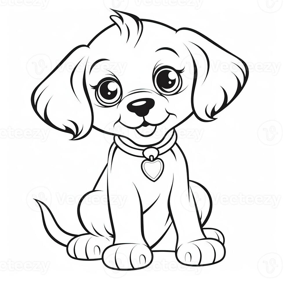 Cute Dog Puppy Coloring Pages 26713090 Stock Photo at Vecteezy