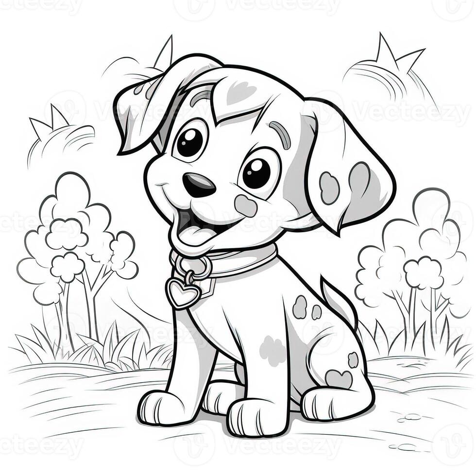 Cute Dog Puppy Coloring Pages 26713099 Stock Photo at Vecteezy