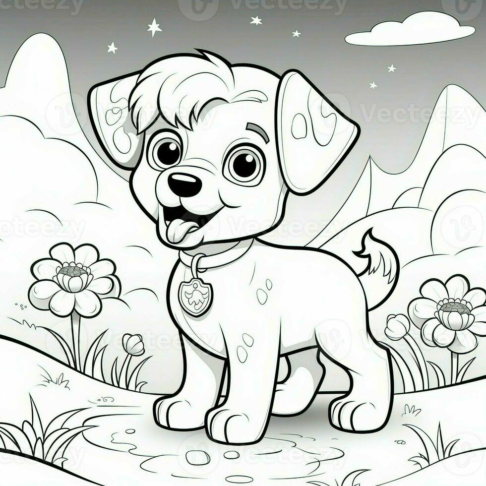 Cute Dog Puppy Coloring Pages photo