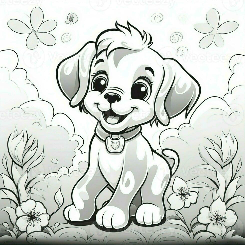 Cute Dog Puppy Coloring Pages photo