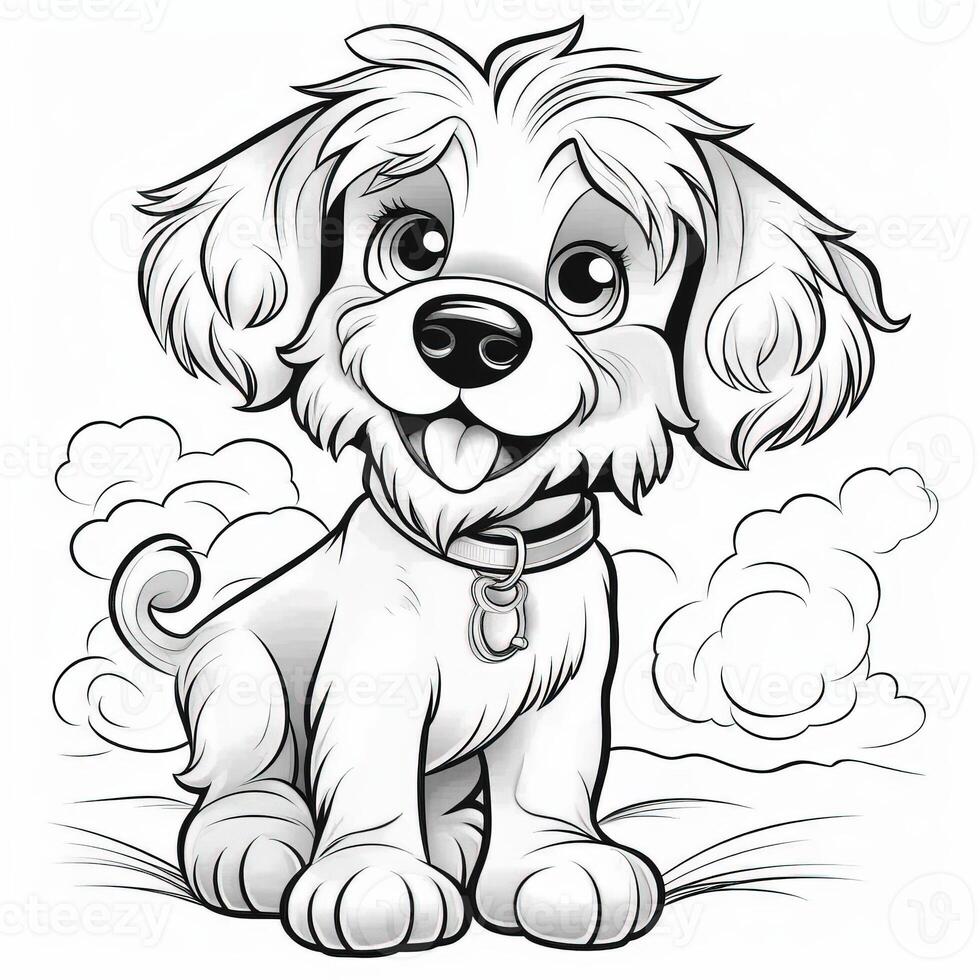 Cute Dog Puppy Coloring Pages 26713132 Stock Photo at Vecteezy