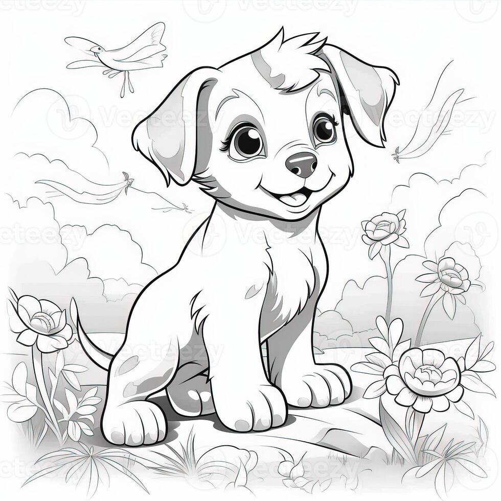 Cute Dog Puppy Coloring Pages photo