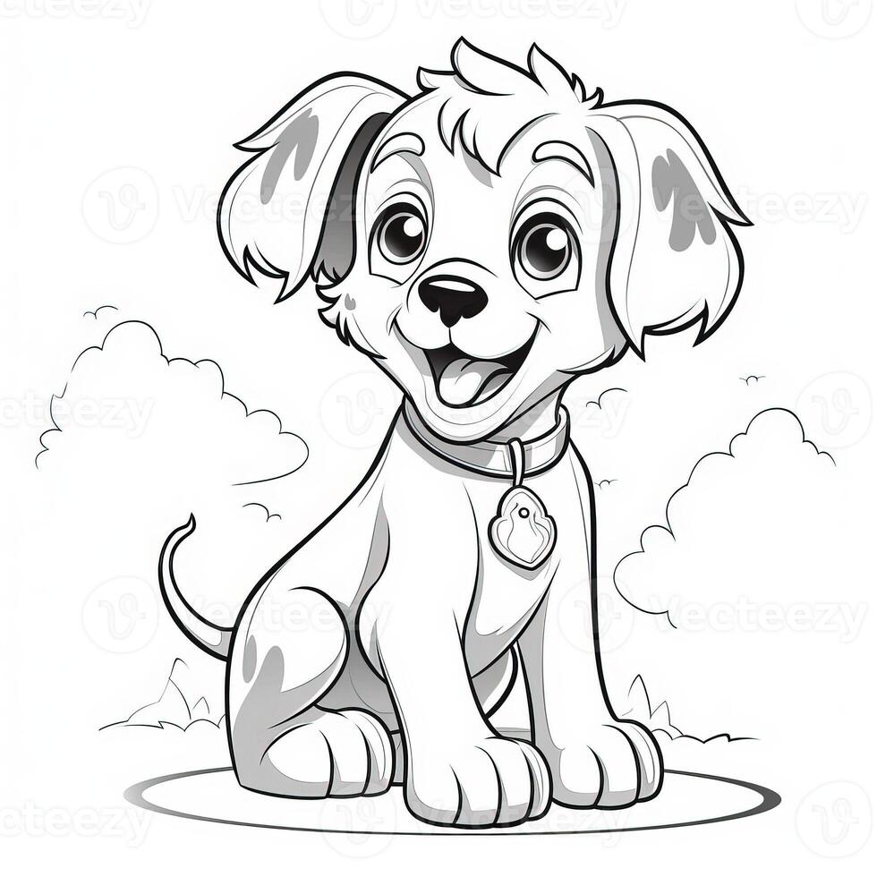 Cute Dog Puppy Coloring Pages 26713137 Stock Photo at Vecteezy