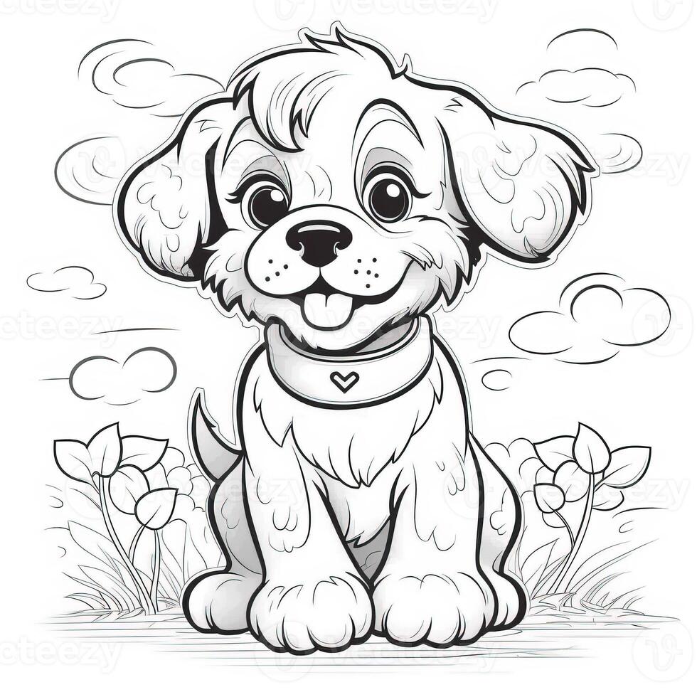 Cute Dog Puppy Coloring Pages photo