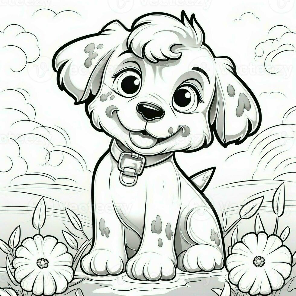 Cute Dog Puppy Coloring Pages photo