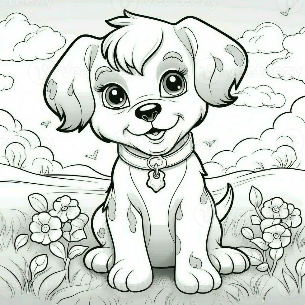 Cute Dog Puppy Coloring Pages photo