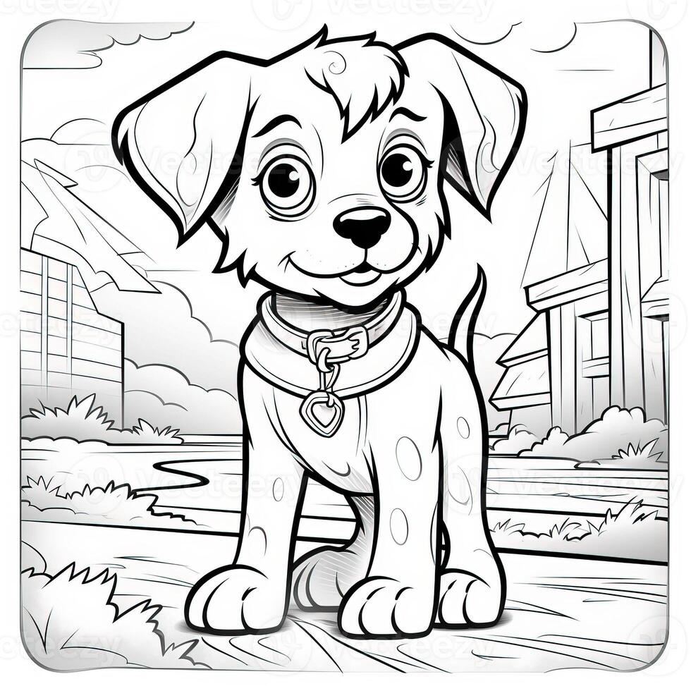 Cute Dog Puppy Coloring Pages photo