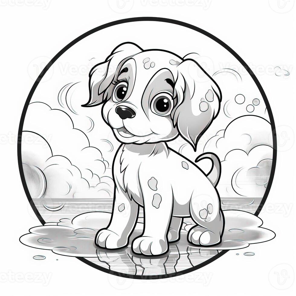 Cute Dog Puppy Coloring Pages photo