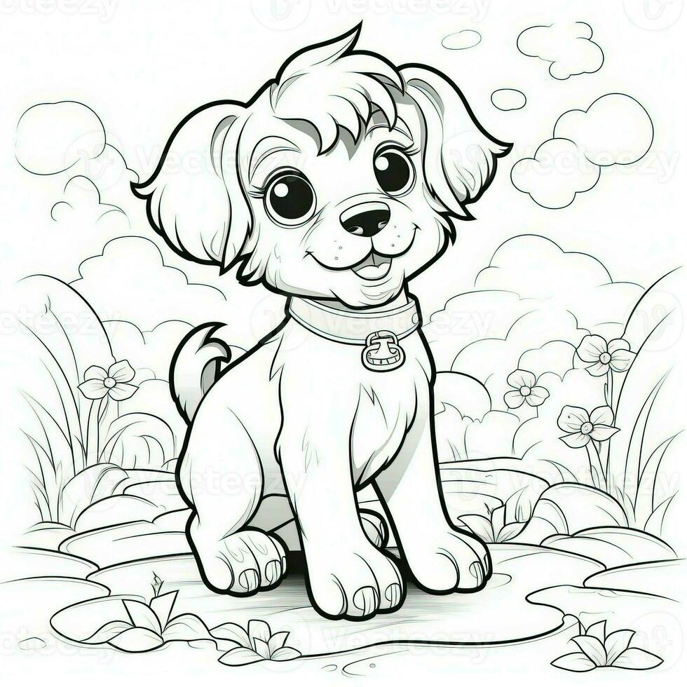 Cute Dog Puppy Coloring Pages photo