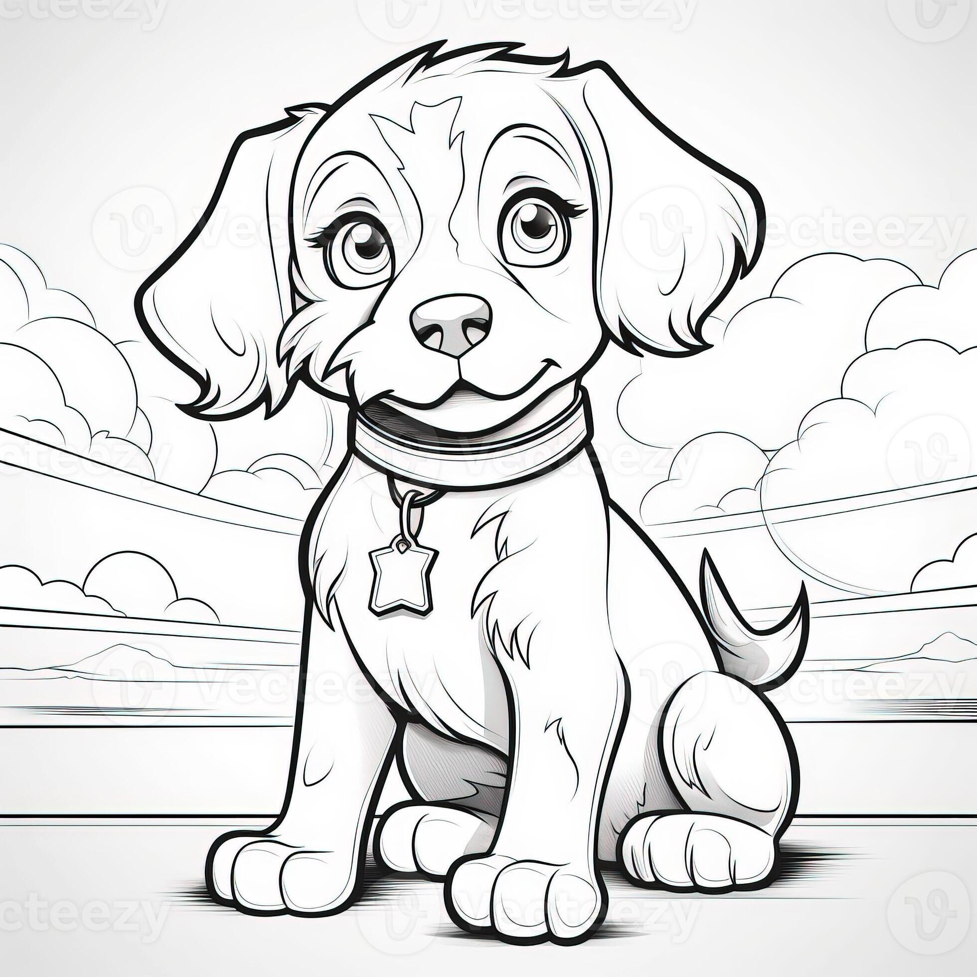 Cute Dog Puppy Coloring Pages 26713161 Stock Photo at Vecteezy