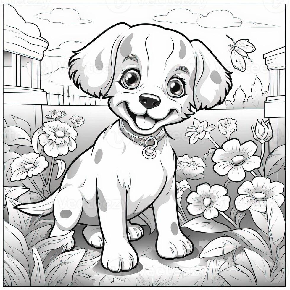 Cute Dog Puppy Coloring Pages 26713168 Stock Photo at Vecteezy