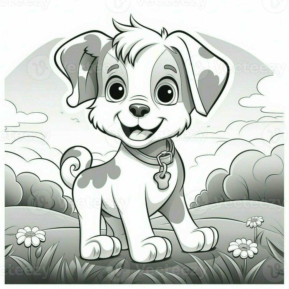Cute Dog Puppy Coloring Pages 26713170 Stock Photo at Vecteezy