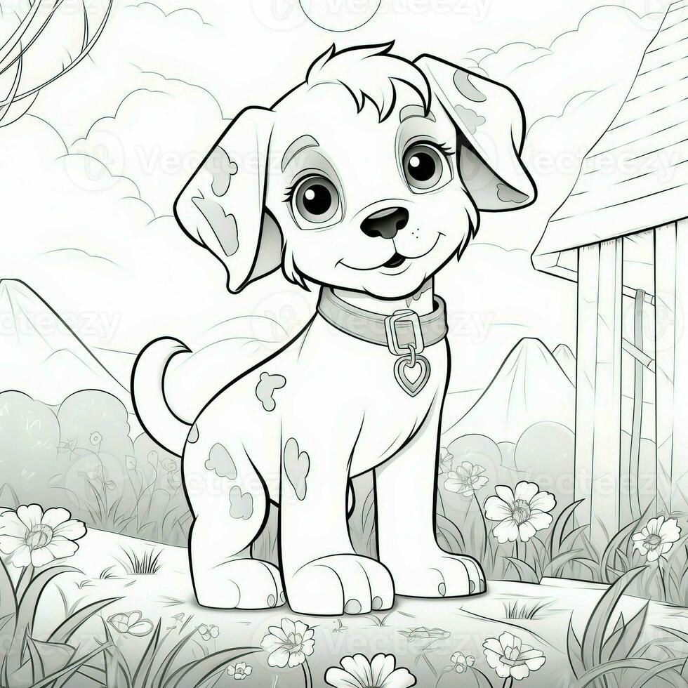 Cute Dog Puppy Coloring Pages photo