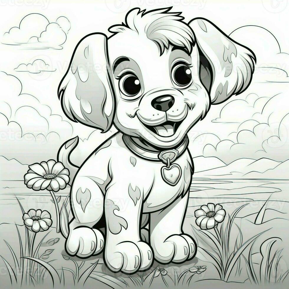 Cute Dog Puppy Coloring Pages photo