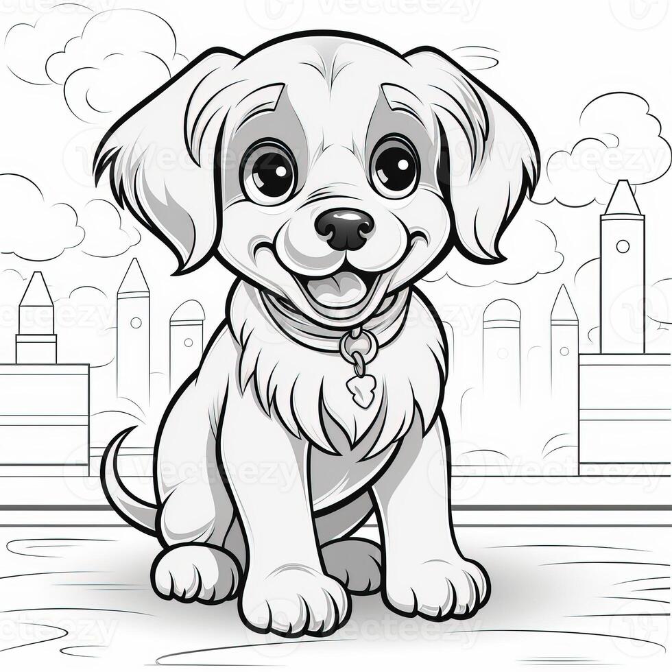 Cute Dog Puppy Coloring Pages 26713178 Stock Photo at Vecteezy