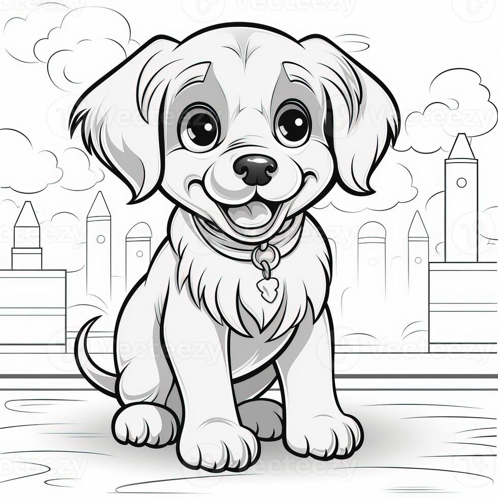 Cute Dog Puppy Coloring Pages photo