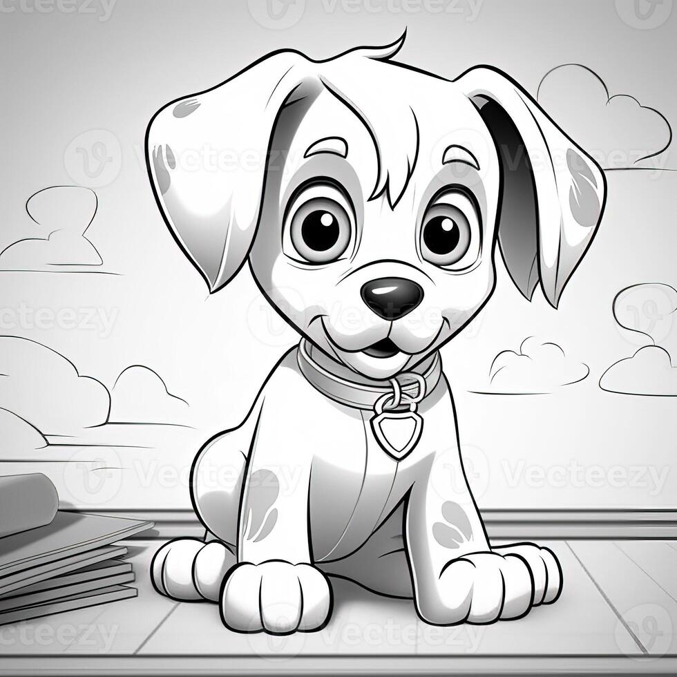 Cute Dog Puppy Coloring Pages 26713184 Stock Photo at Vecteezy