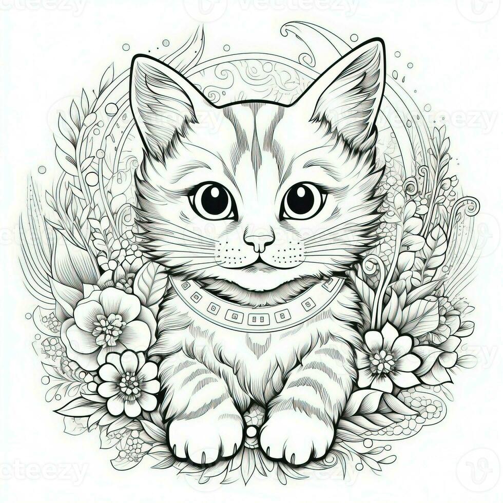 Cute Cats Coloring Pages For Kids photo