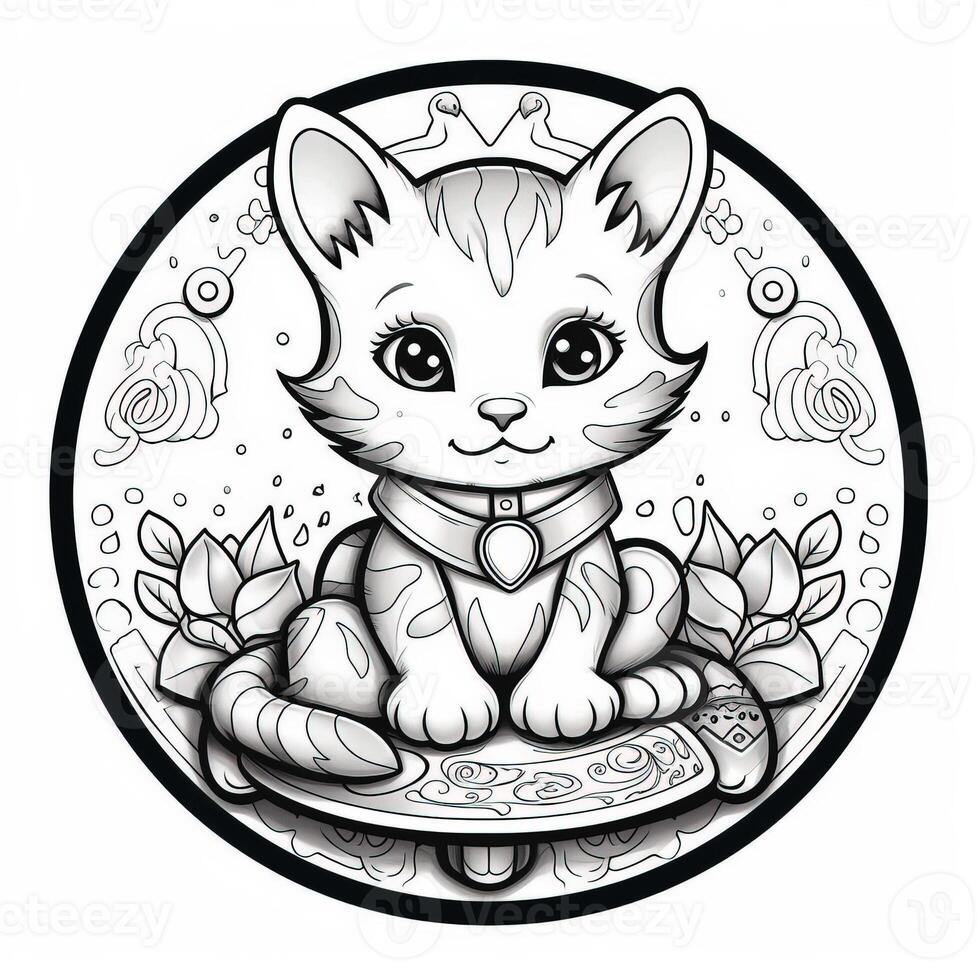 Cute Cats Coloring Pages For Kids photo