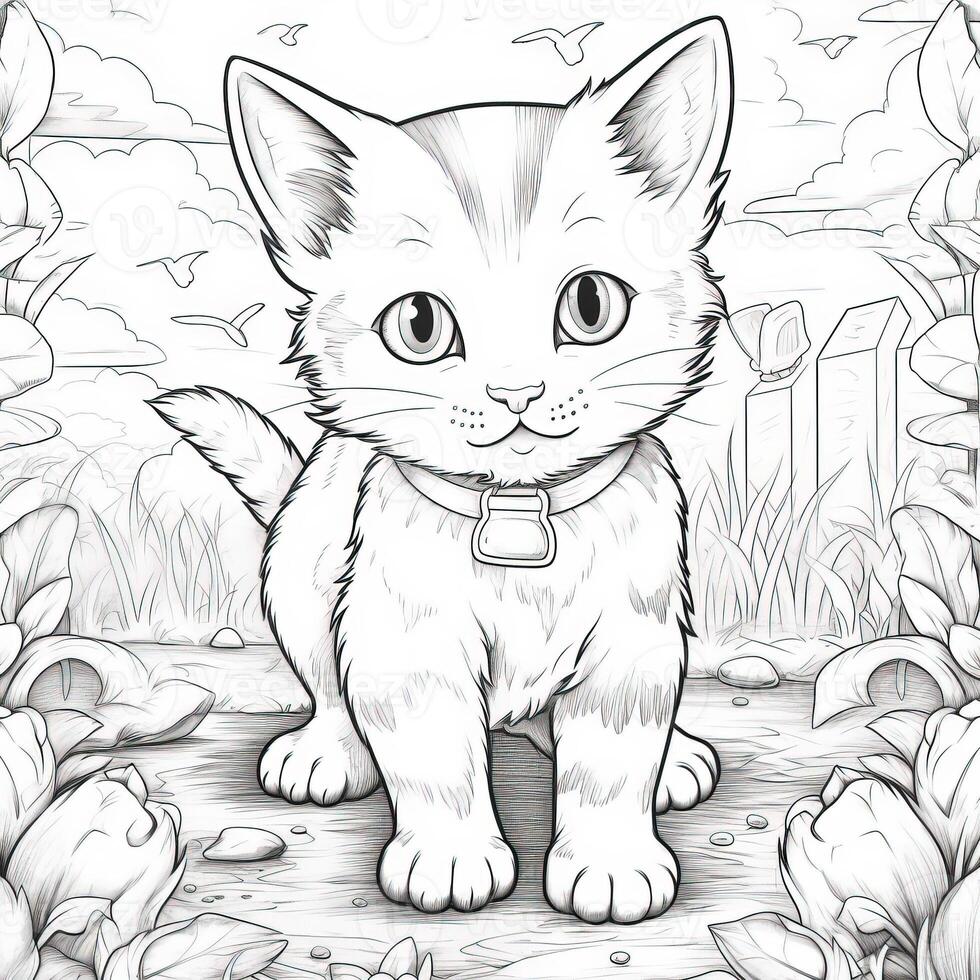 Cute Cats Coloring Pages For Kids photo