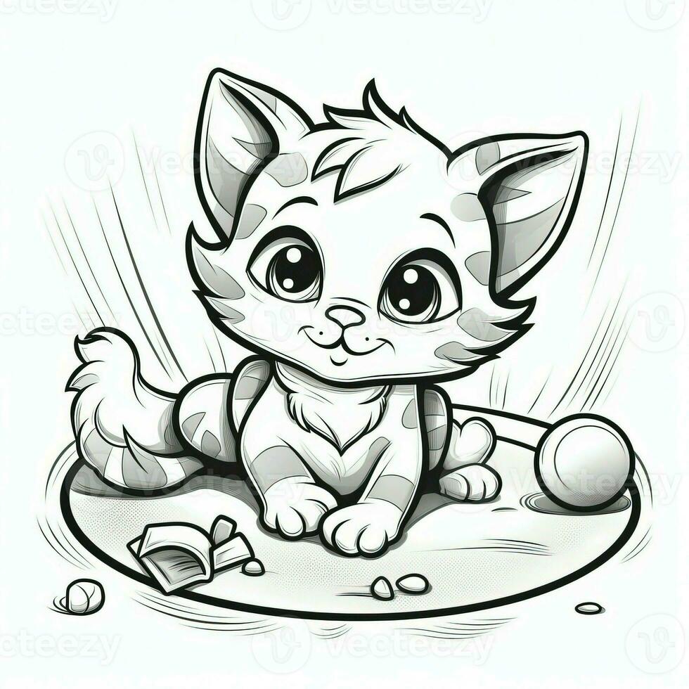 Cute Cats Coloring Pages For Kids photo