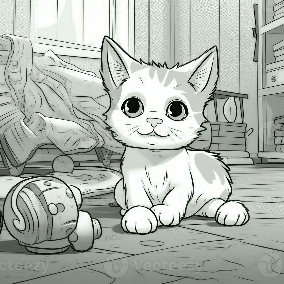 Cute Cats Coloring Pages For Kids photo