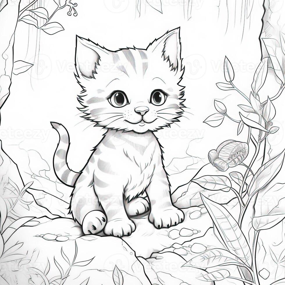 Cute Cats Coloring Pages For Kids photo