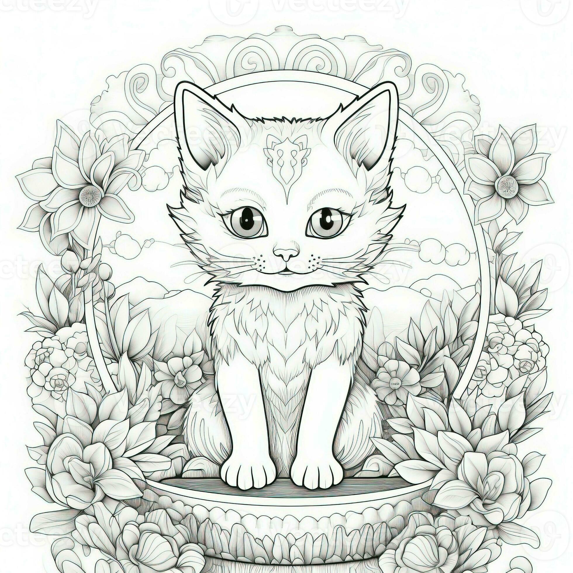 Cute Cats Coloring Pages For Kids