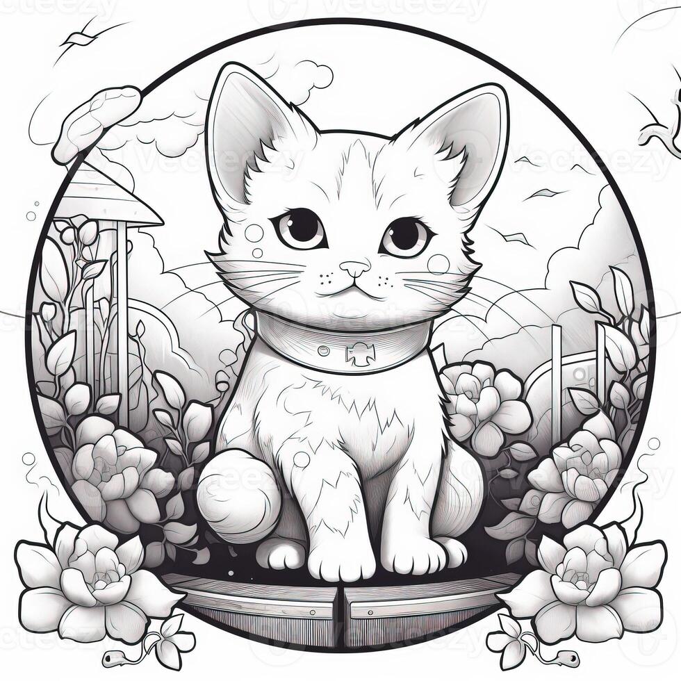 Cute Cats Coloring Pages For Kids photo