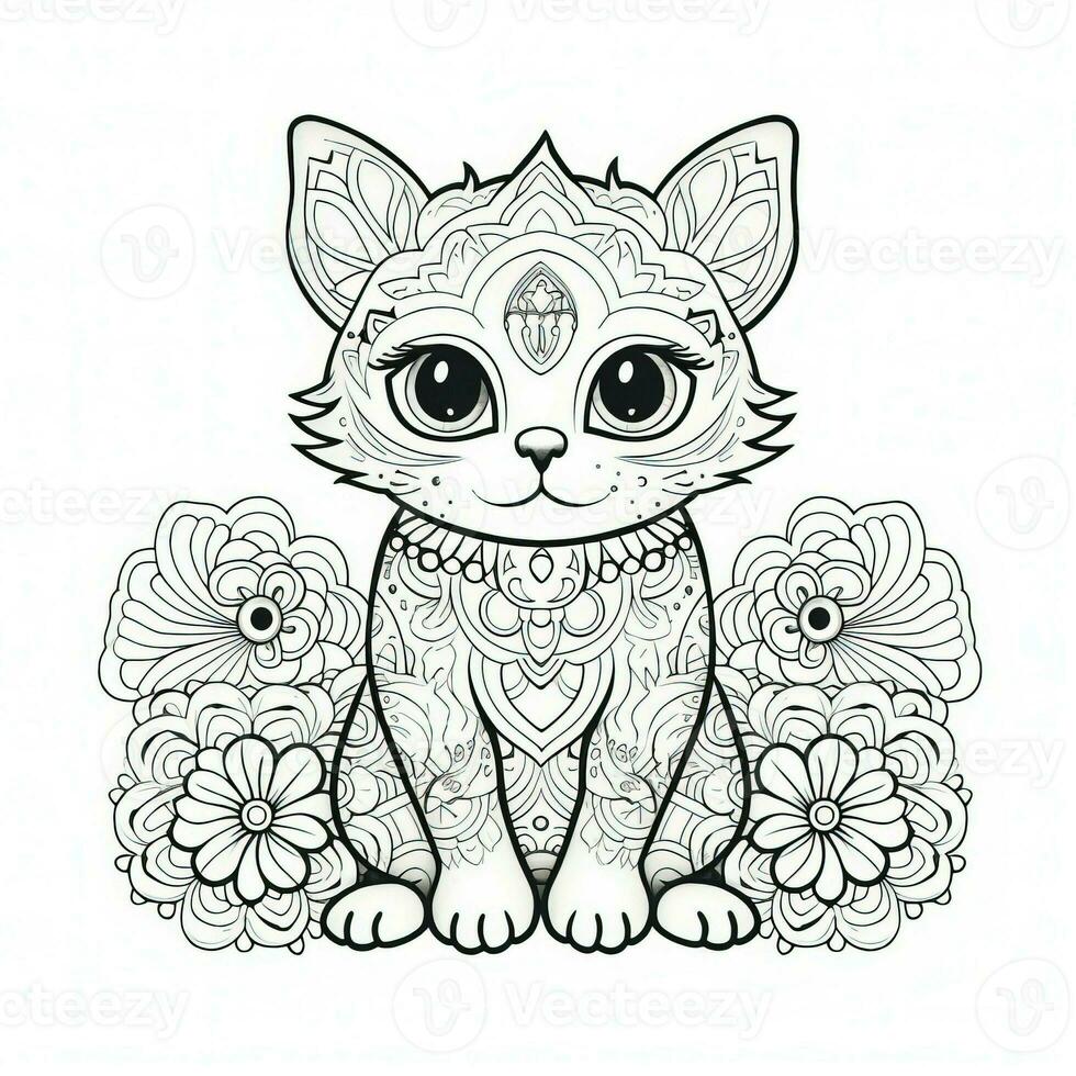 Cute Cats Coloring Pages For Kids photo