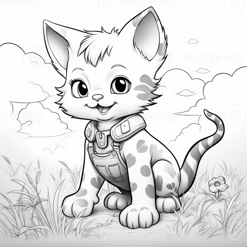 Cute Cats Coloring Pages For Kids photo