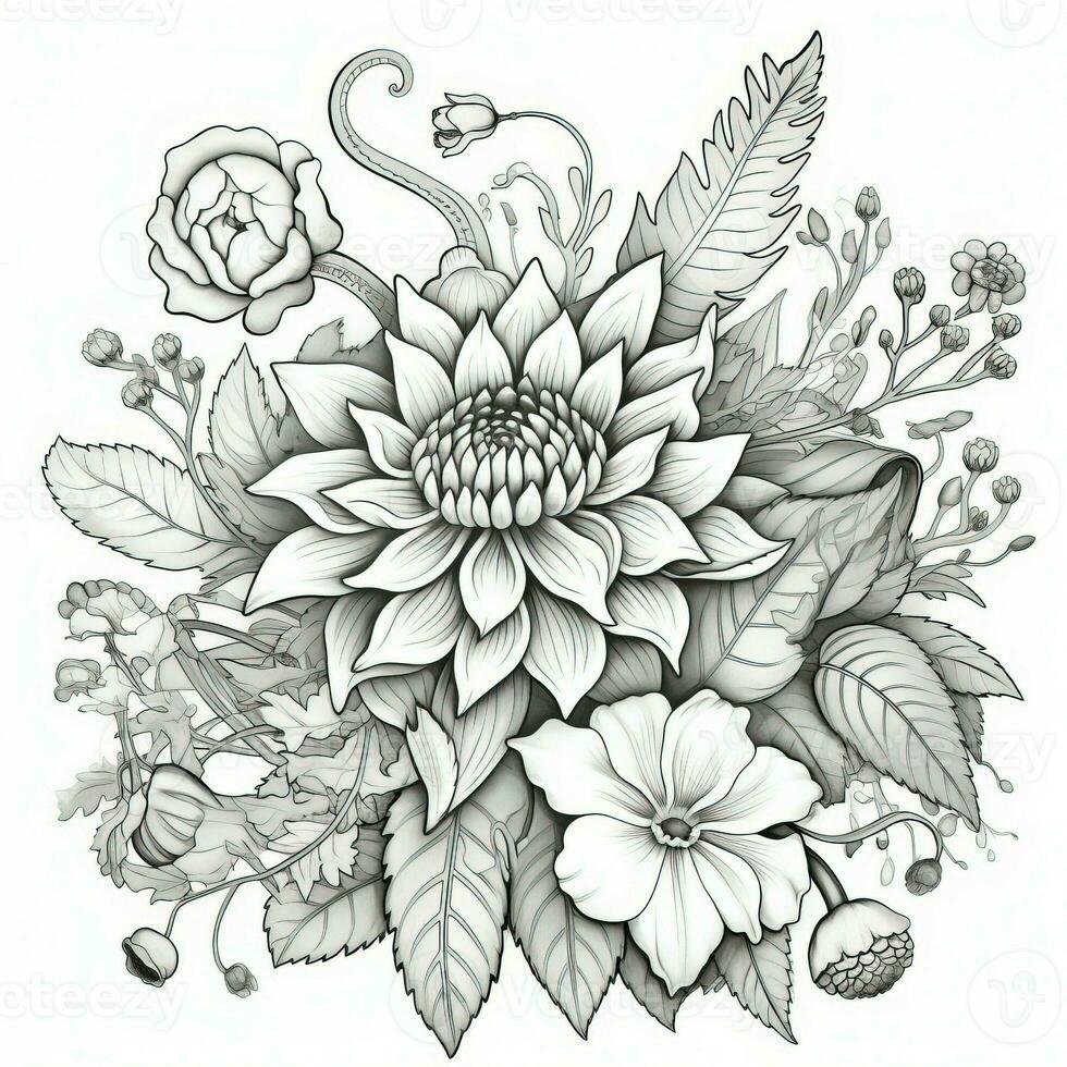 Cute Flowers Coloring Pages photo