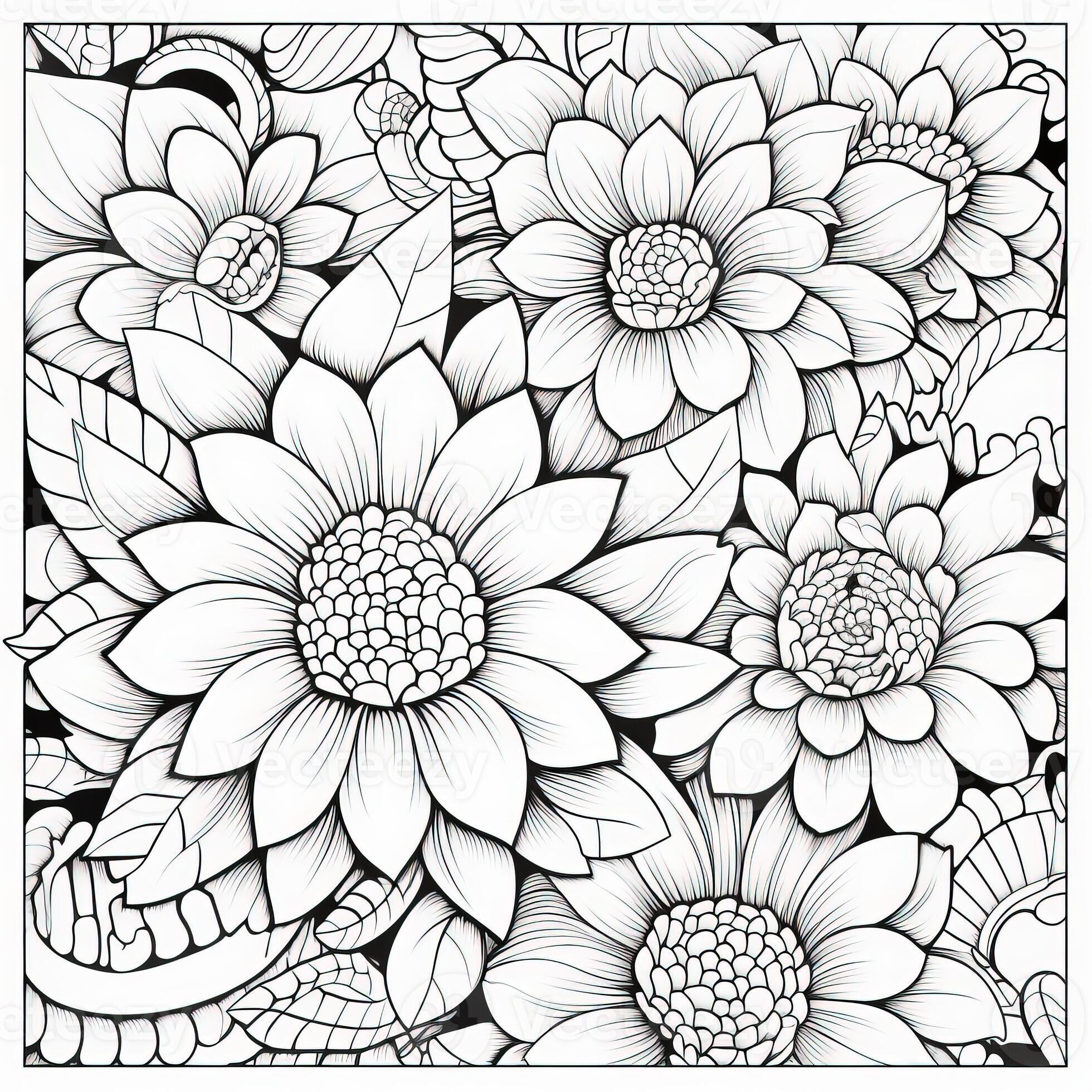 Cute Flowers Coloring Pages 26713388 Stock Photo at Vecteezy