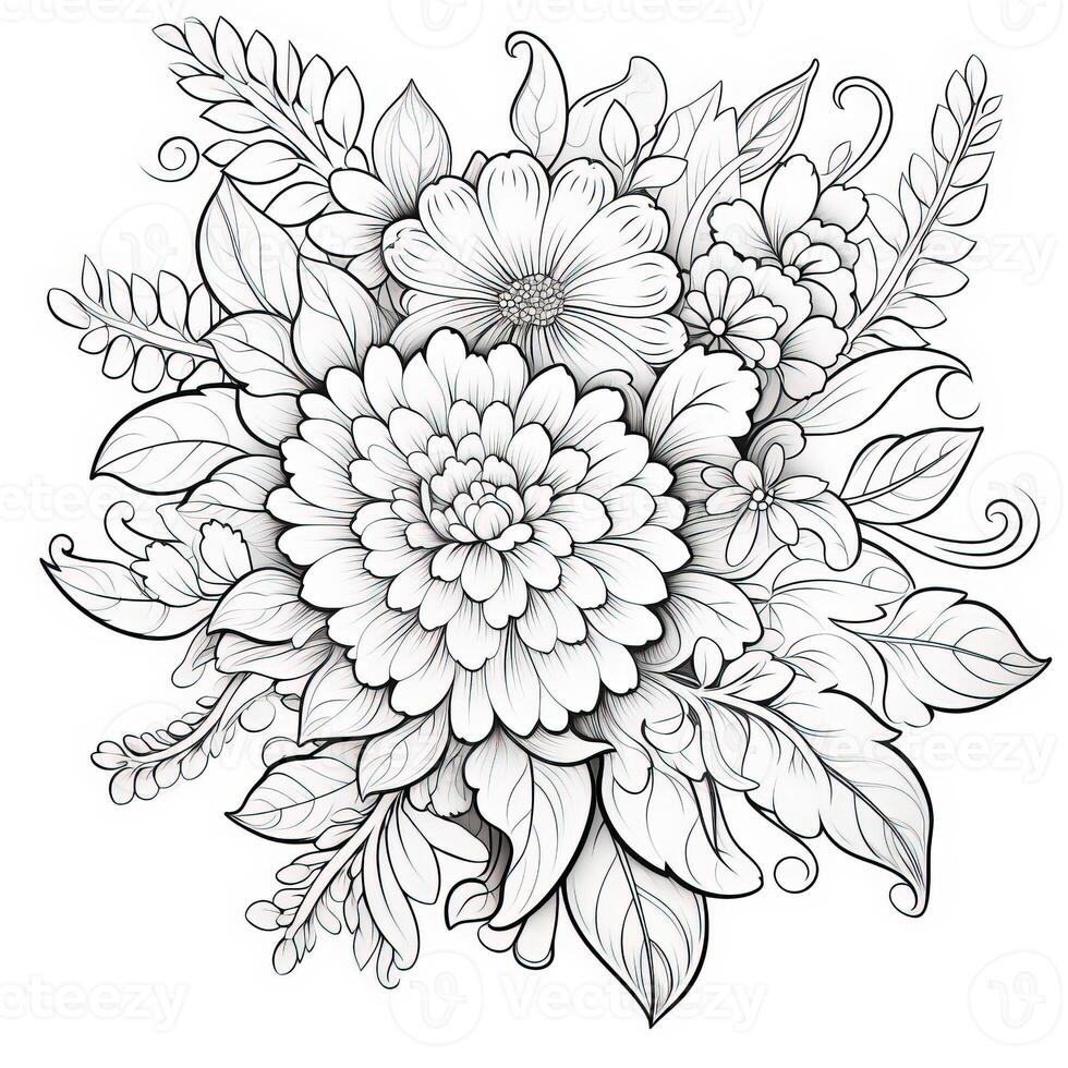 Cute Flowers Coloring Pages 26713401 Stock Photo at Vecteezy