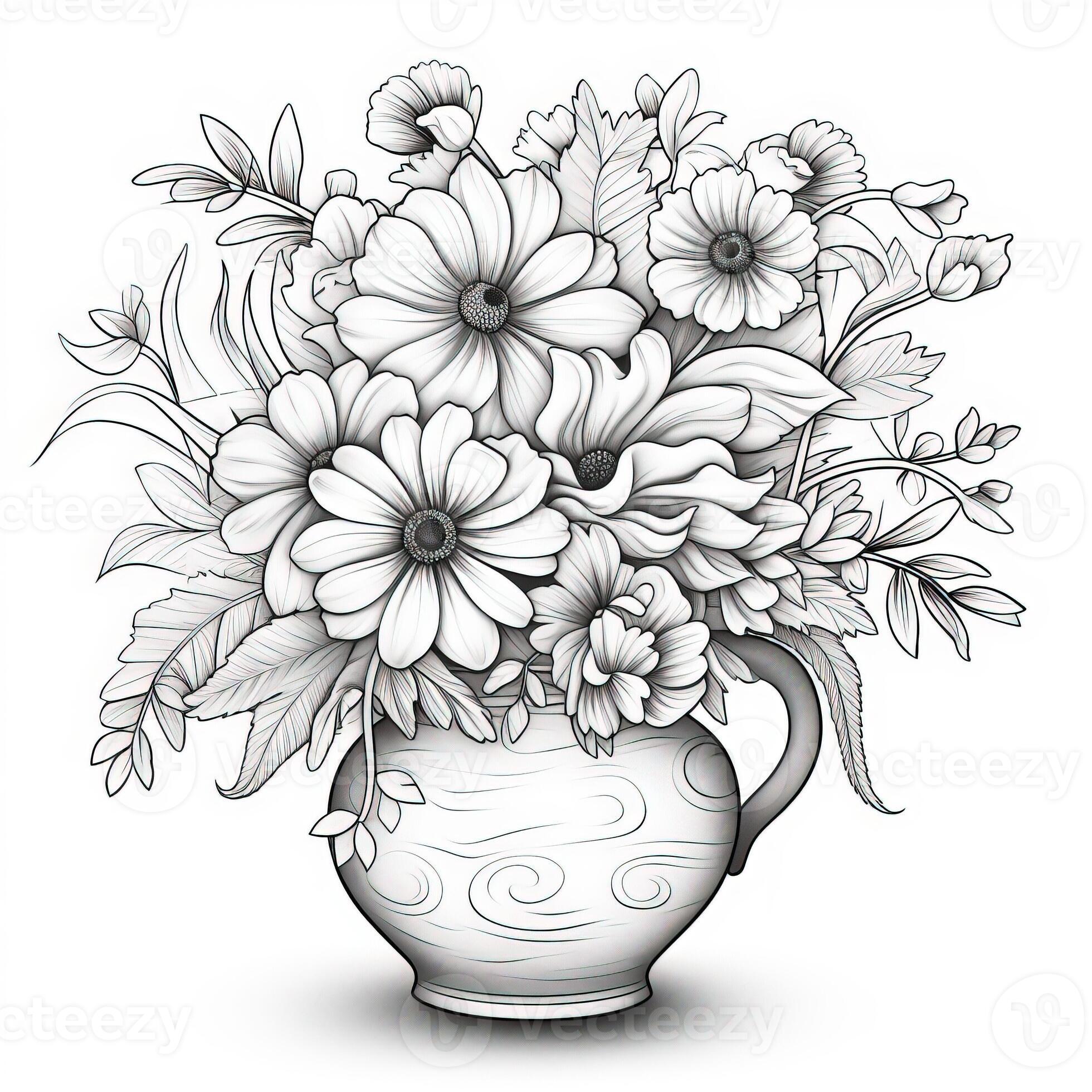 Cute Flowers Coloring Pages 26713436 Stock Photo at Vecteezy