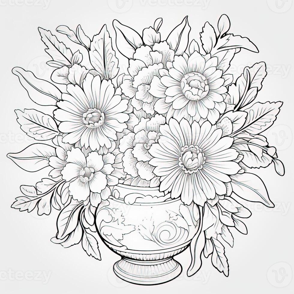 Cute Flowers Coloring Pages photo