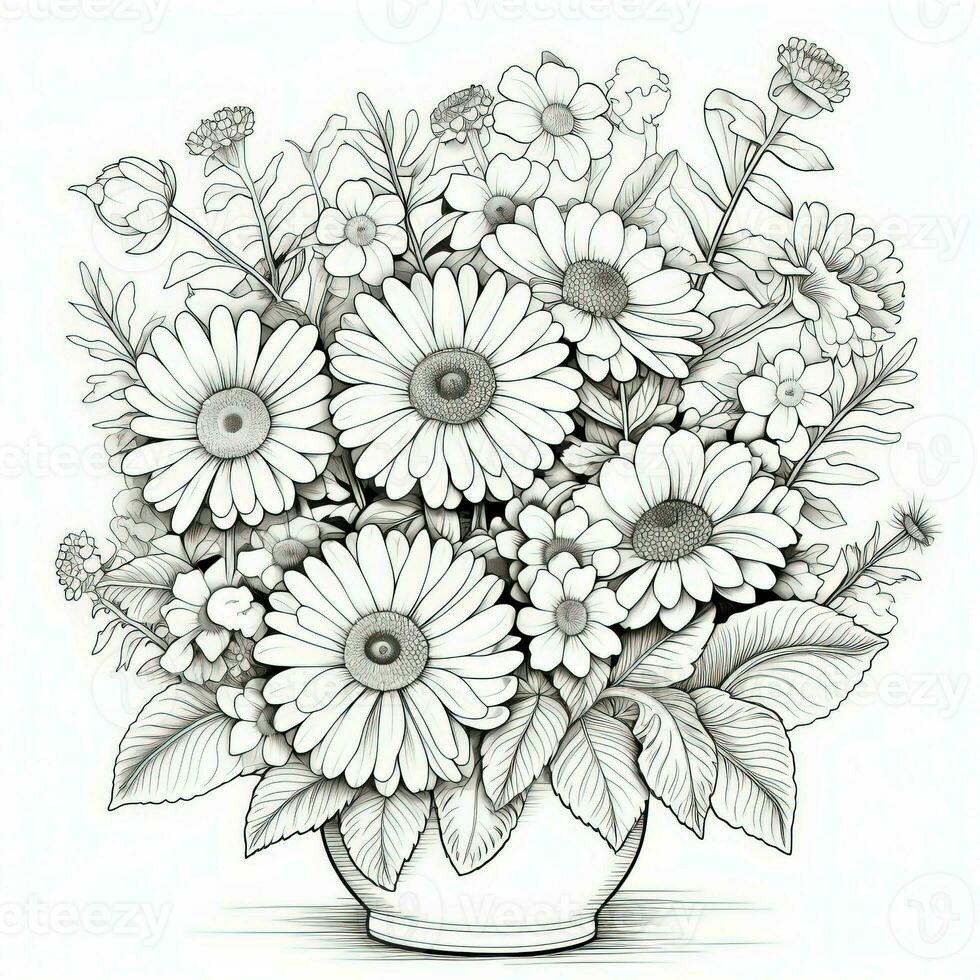 Cute Flowers Coloring Pages photo