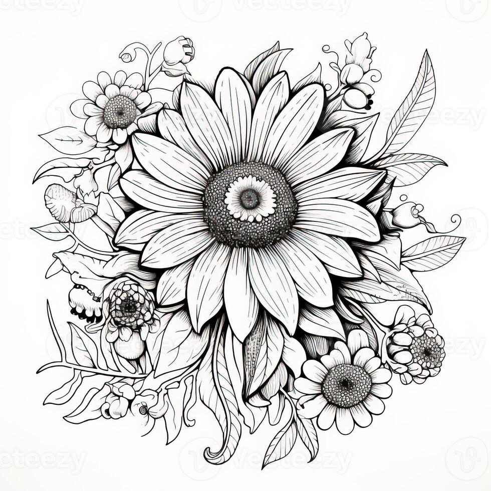 Cute Flowers Coloring Pages photo