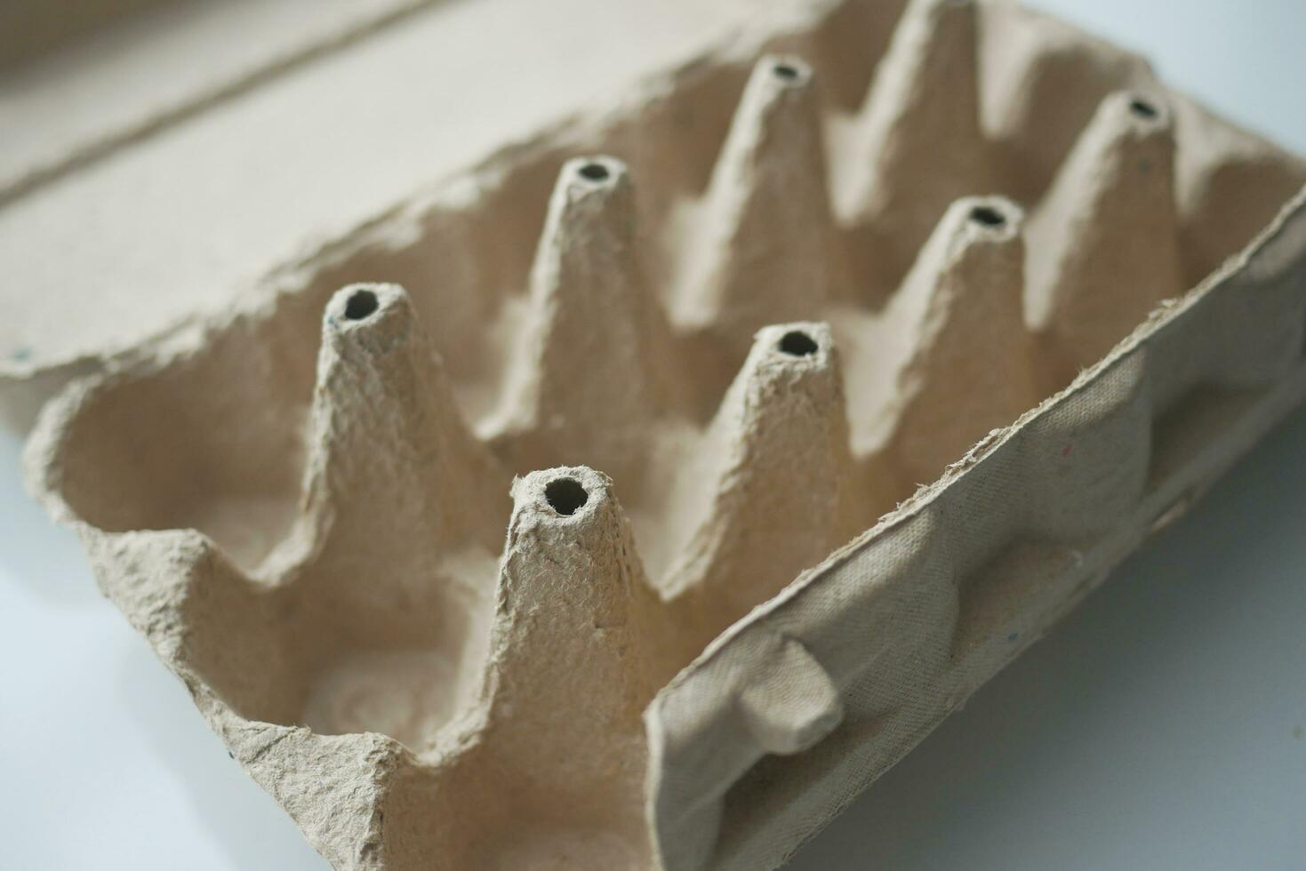 egg carton without eggs on table , photo