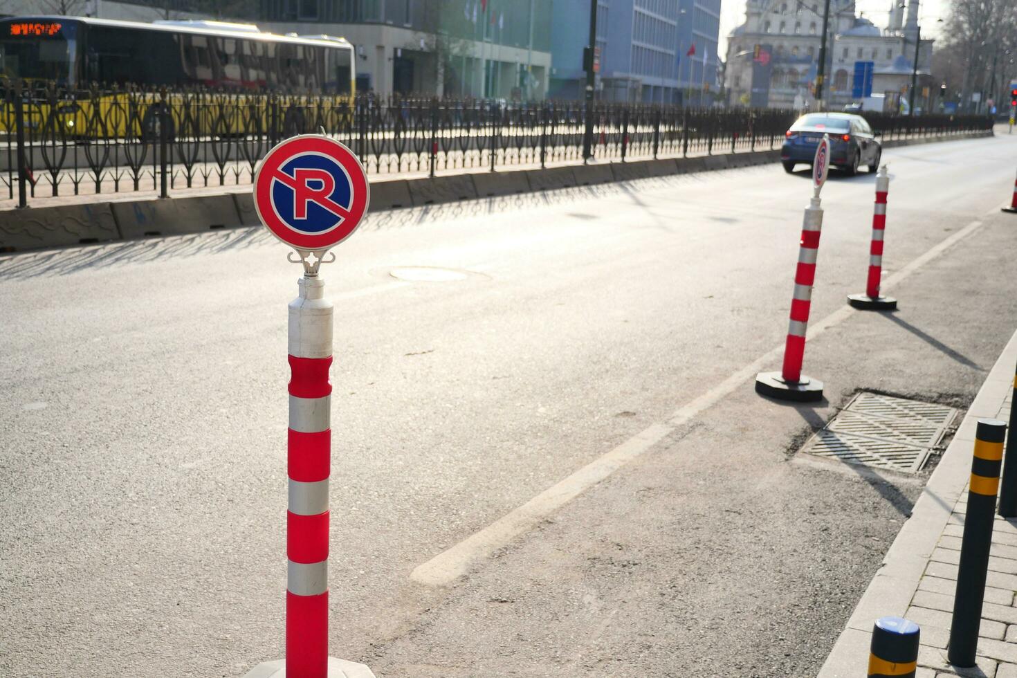 no parking sign on street in istanbul , photo