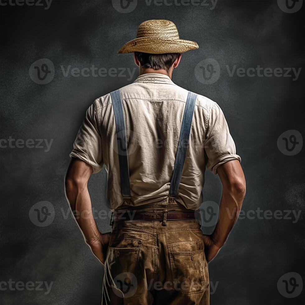 Back view of Labor portrait, Labor day concept, photo
