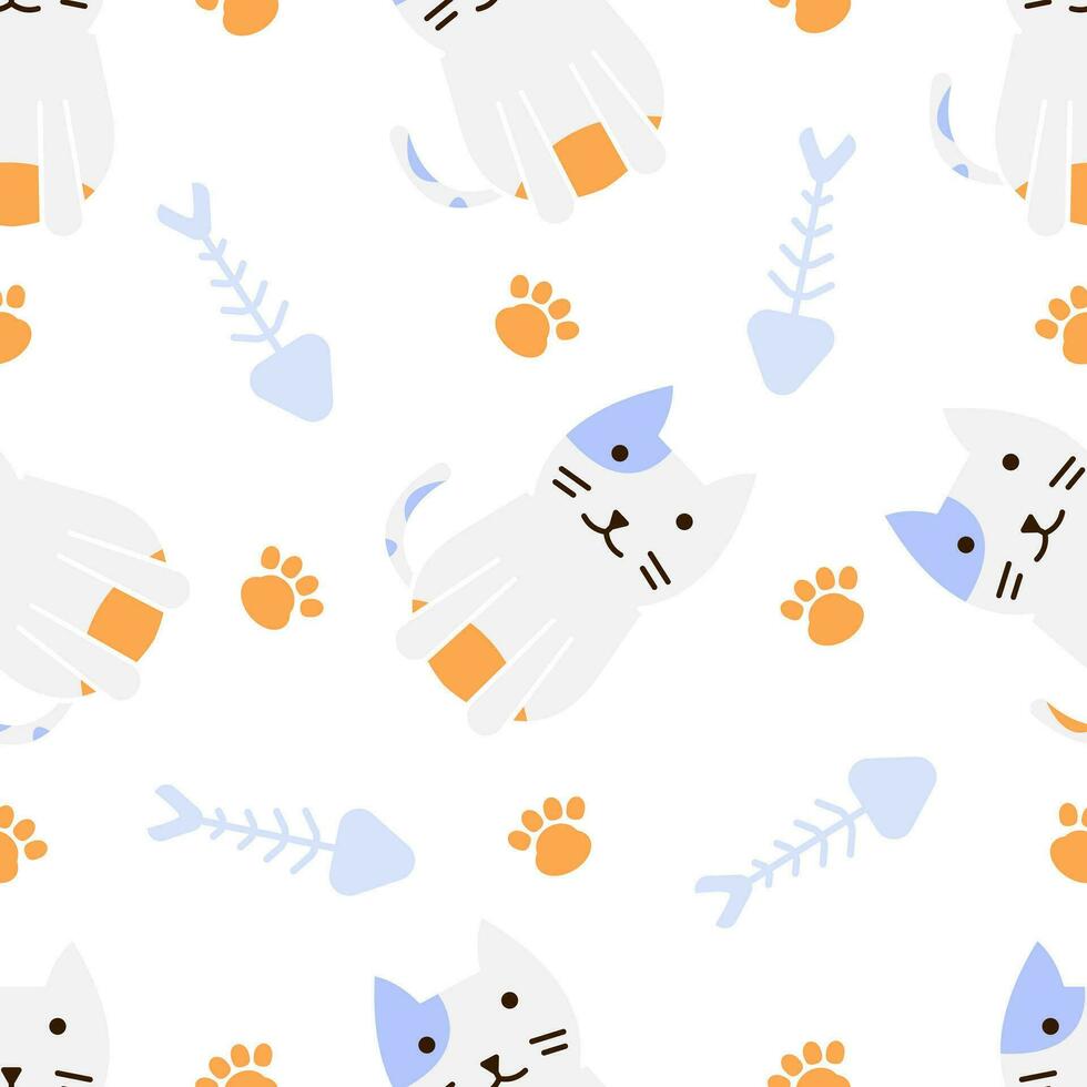 Cute cat abstract seamless pattern vector