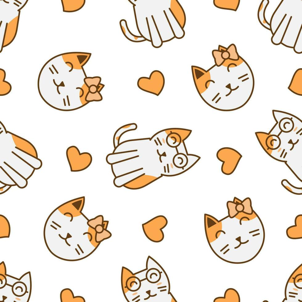 Cute cat abstract seamless pattern vector