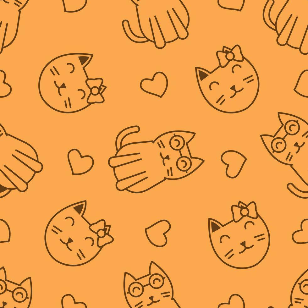 Cute cat abstract seamless pattern vector