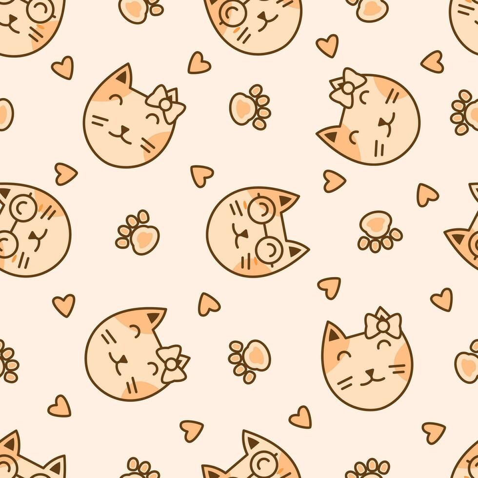 Cute cat abstract seamless pattern vector