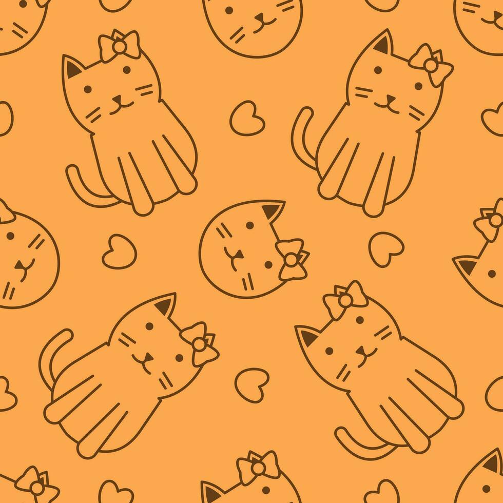 Cute cat abstract seamless pattern vector