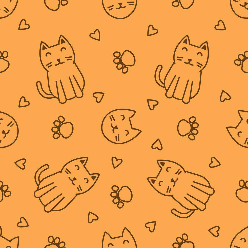 Cute cat abstract seamless pattern vector