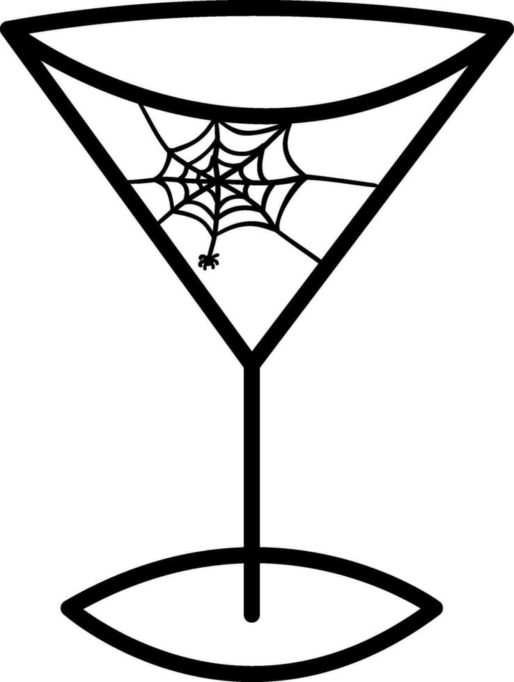 A glass with a cobweb and a spider for Halloween. vector