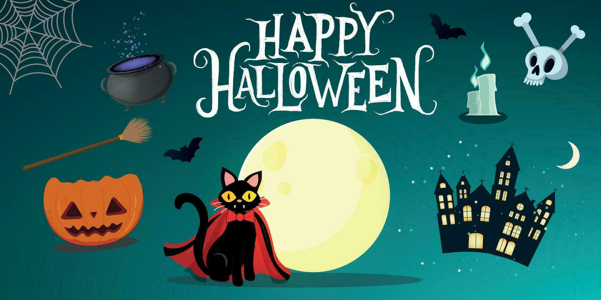 A collection of trick or treat halloween event characters and objects . Set Halloween stickers. Halloween elements vector